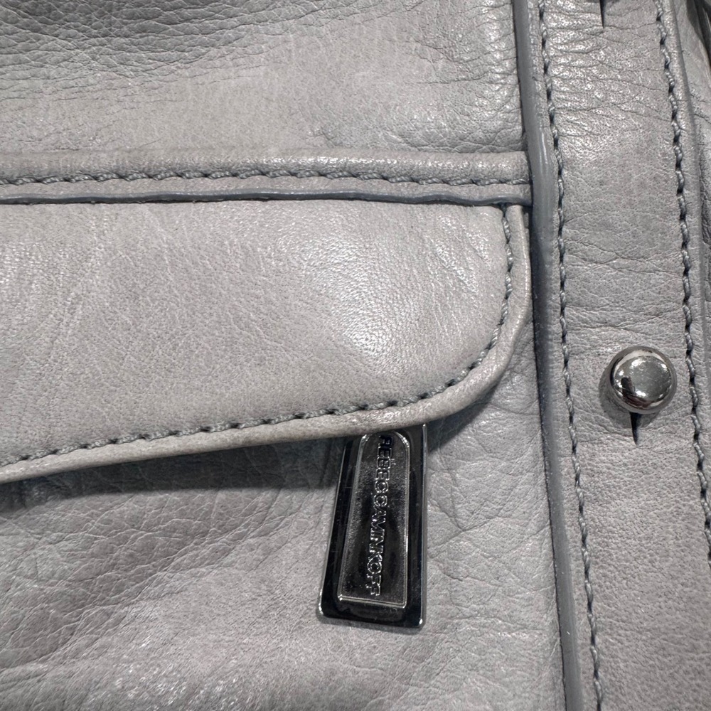 Rebecca Minkoff Regan Satchel Grey Pebbled Leather Silver Hardware Crossbody Bag - Picture 9 of 16